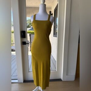 Mustard Square-Neck Maxi Dress